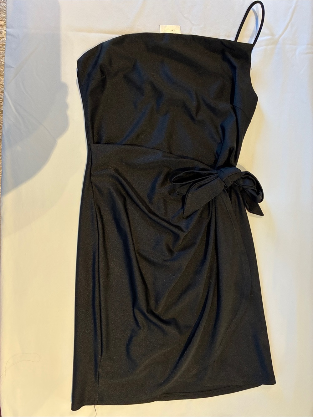 Eclipse Black One-Shoulder Bow Detail elegant Dress mini XS NEW